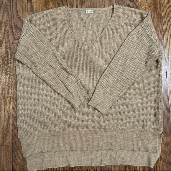 Free People Intimately Oversized Waffle Knit Sweater Tan Nubuck Size XS/Small - Picture 1 of 9